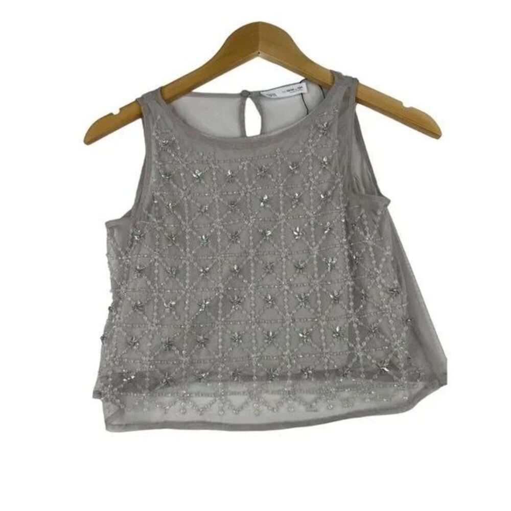 Zara Girls Sleeveless Sequin Decorated Top size 13-14‎ Silver